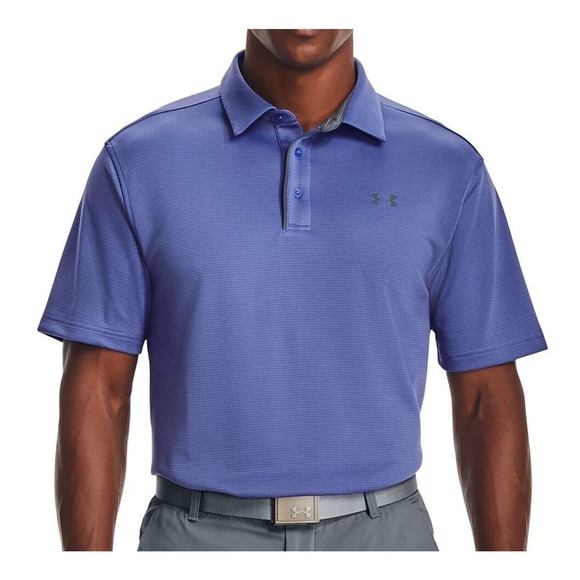 Under Armour Mens Tech Polo Shirt Starlight Grey Purple Activewear - Picture 2 of 4